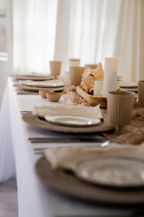 party- reception-beach wedding-beach decor- sand tones