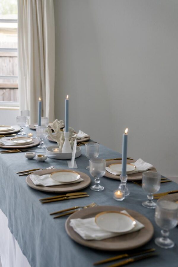 blue wedding- gold trim- white wedding - reception- dinner party